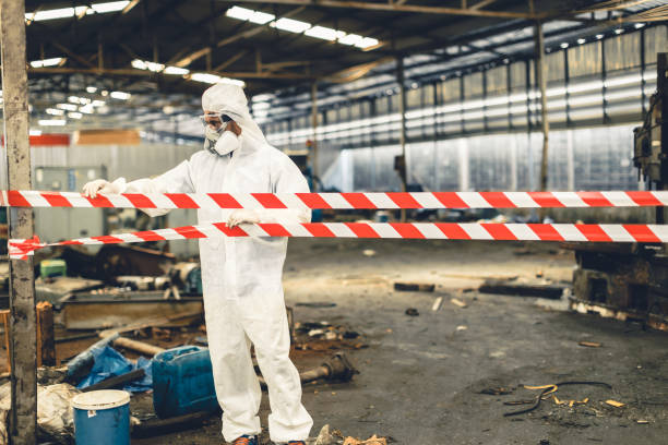 Professional Biohazard Cleanup technician working in Montville, NJ